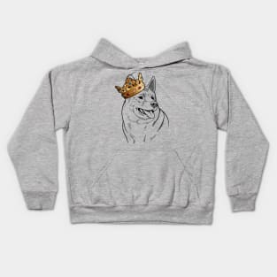 Norwegian Elkhound Dog King Queen Wearing Crown Kids Hoodie